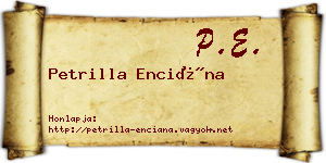 Petrilla Enciána névjegykártya